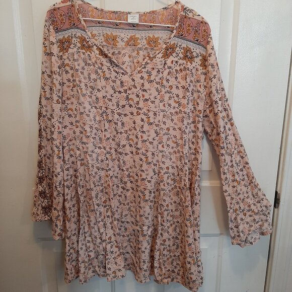 Patrons of Peace Floral Tunic/Minidress; Women's Large; Rayon; Bell Sleeves; EUC - Picture 7 of 7